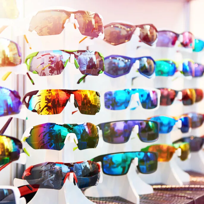 Sports glasses in a store